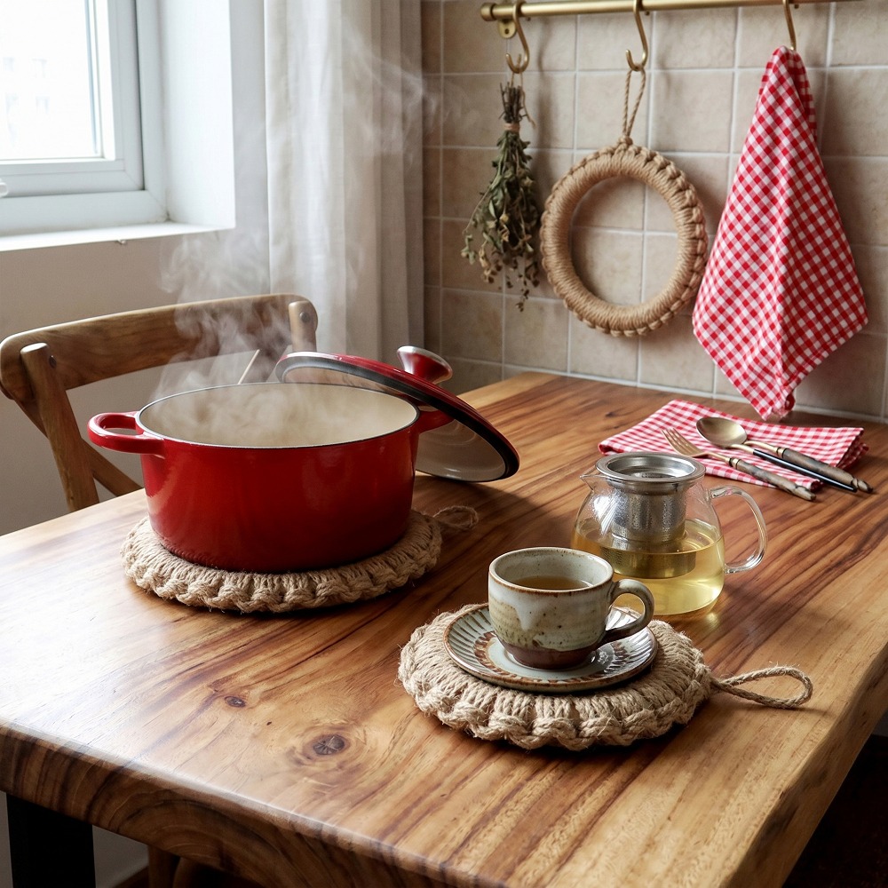 2Pcs Rustic Jute Woven Trivets - đánh giá và giá Cast Iron Tetsubin